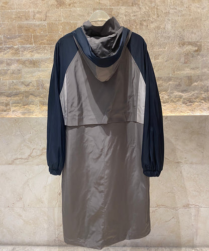 8401.4032 Hoodie Long Taffeta Oversized Jacket - Brown Loft