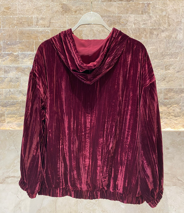 8401.4045  Hooded Crushed Velvet Oversized Jacket سترة كبيرة الحجم من المخمل المكسر بغطاء للرأس
