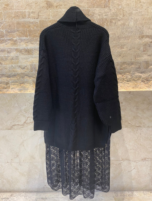 8401.5014 Shawl Collared Long Knit Cardigan كارديجان طويل محبوك بياقة شال