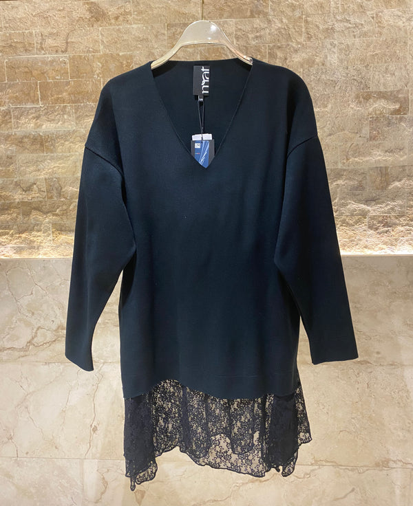 8401.5032 Rib Knit Lace Tunic Top بلوزة تونيك دانتيل محبوكة