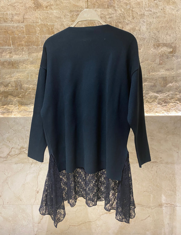 8401.5032 Rib Knit Lace Tunic Top بلوزة تونيك دانتيل محبوكة