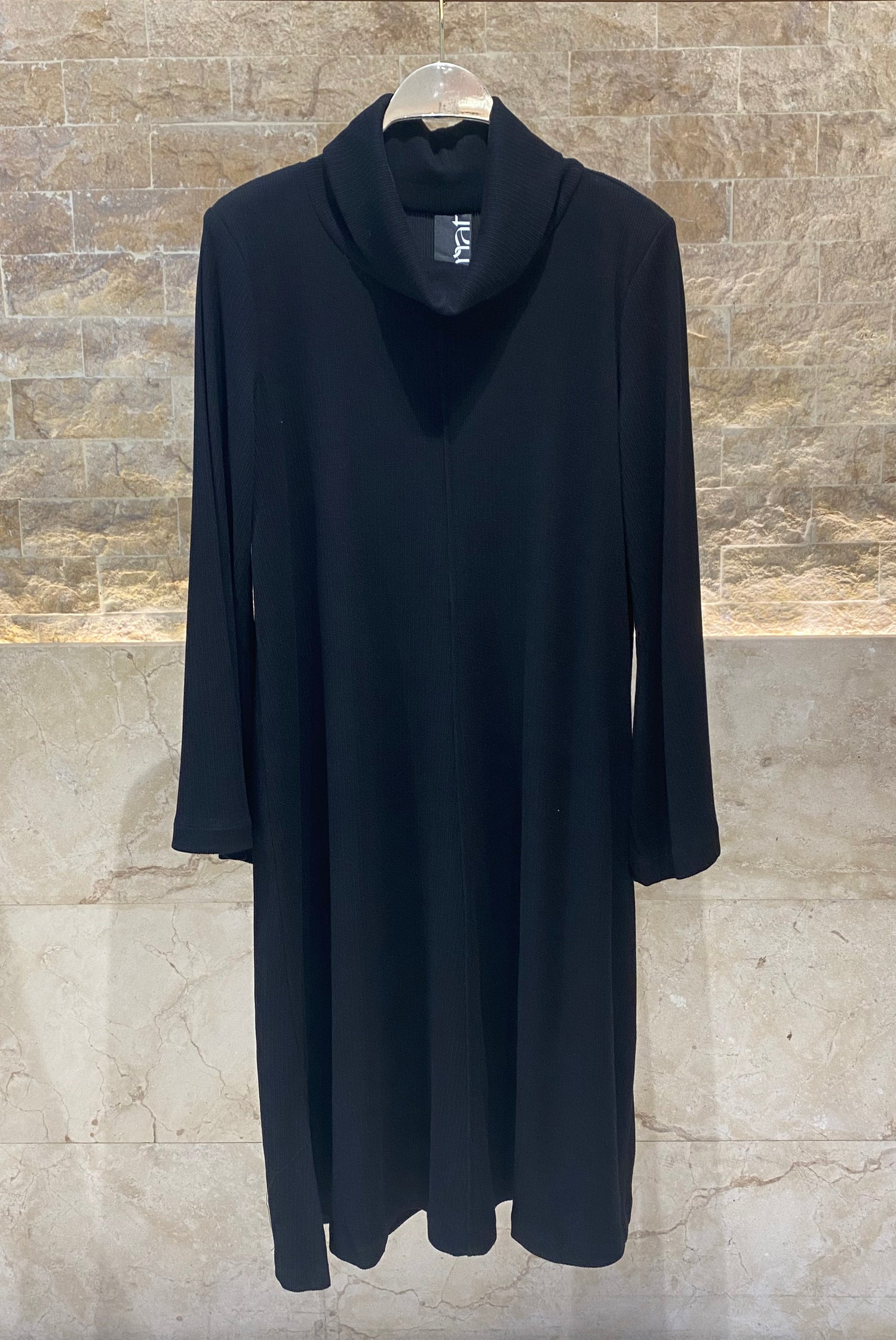 8401.7032 Cowl Neckline A Line Rib Dress - Brown Loft