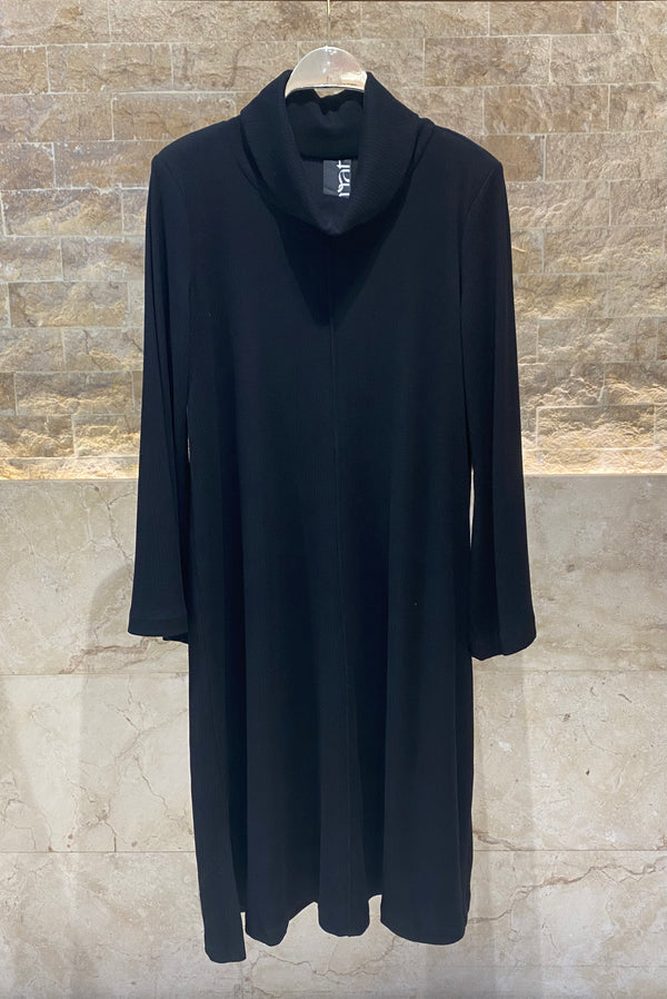 8401.7032 Cowl Neckline A Line Rib Dress فستان مضلع بفتحة رقبة على شكل حرف A