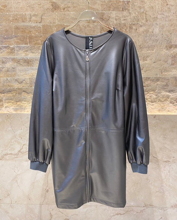 8401.7036 Faux Leather Mini Dress فستان قصير من الجلد الصناعي