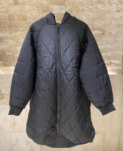 8404.4043 Long Quilted Hoodie Coat - Brown Loft