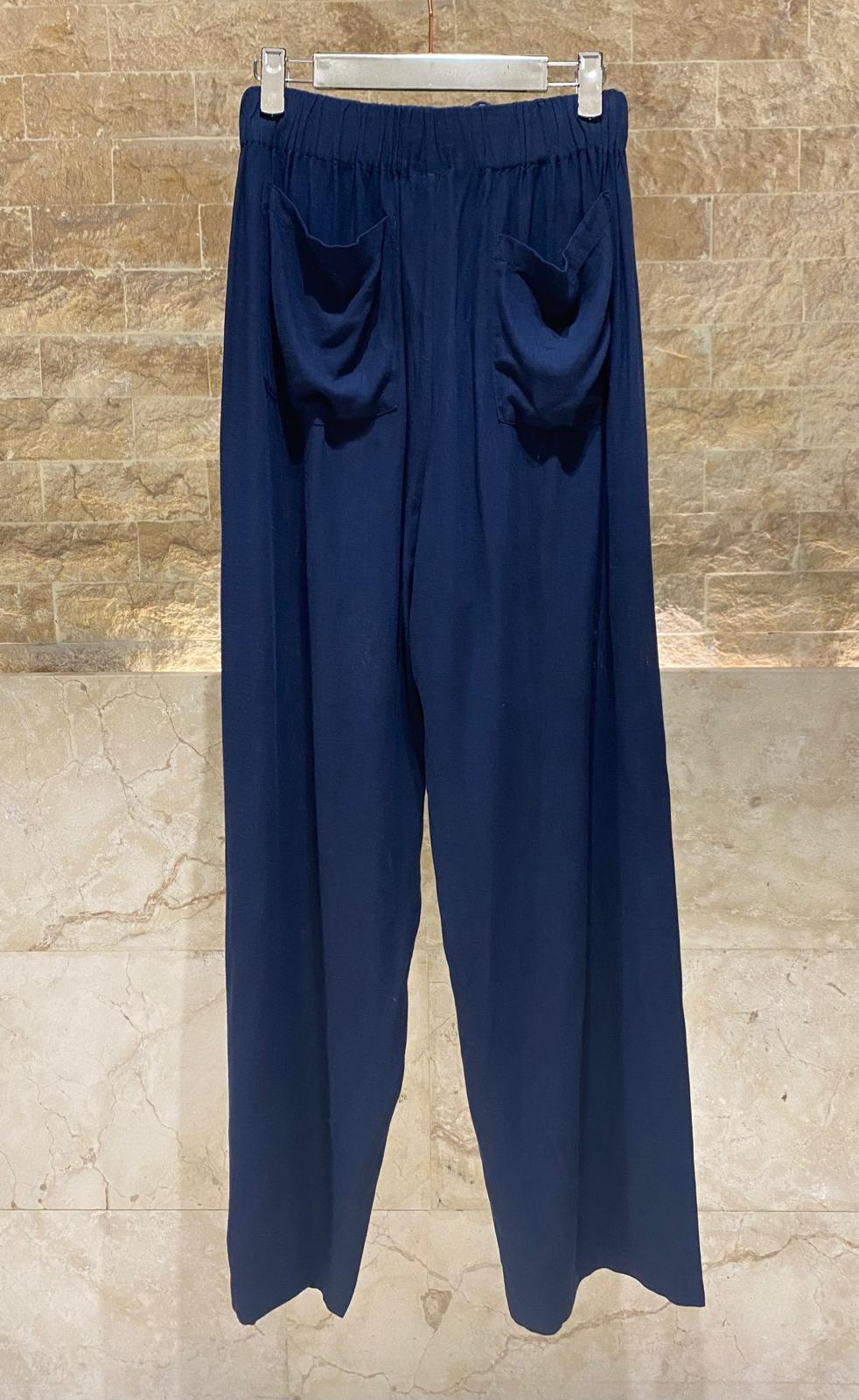 8501.2043 Wide Leg Linen Pants بنطال كتان واسع الساق - Brown Loft
