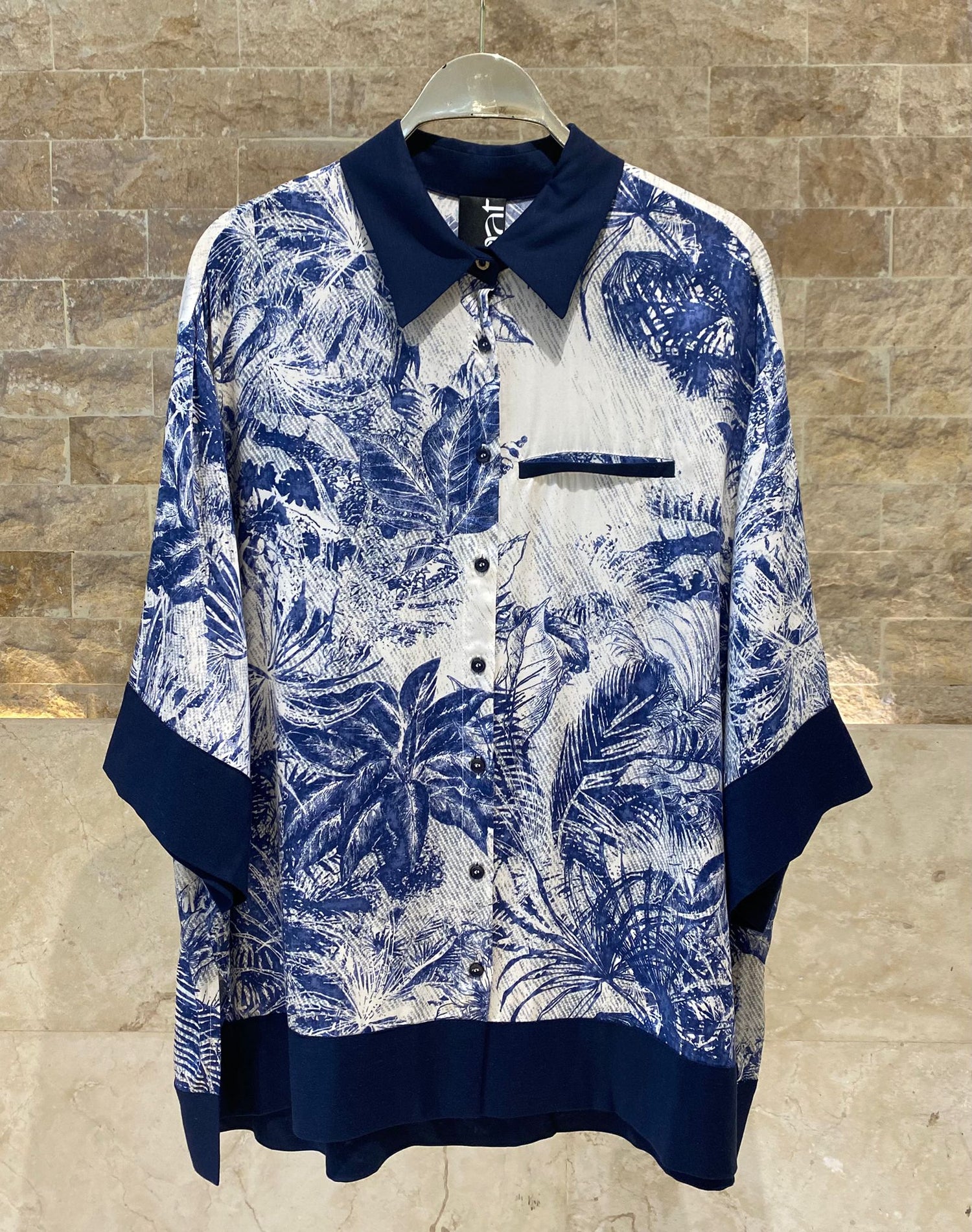 8501.3049/2072 Tropical Print Shirt and Pants Set طقم قميص وبنطال بطبعة استوائية - Brown Loft