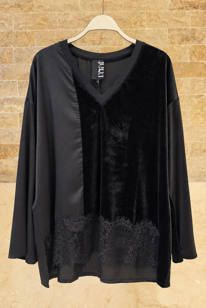 Velvet Top with Lace Detail 8601.1037