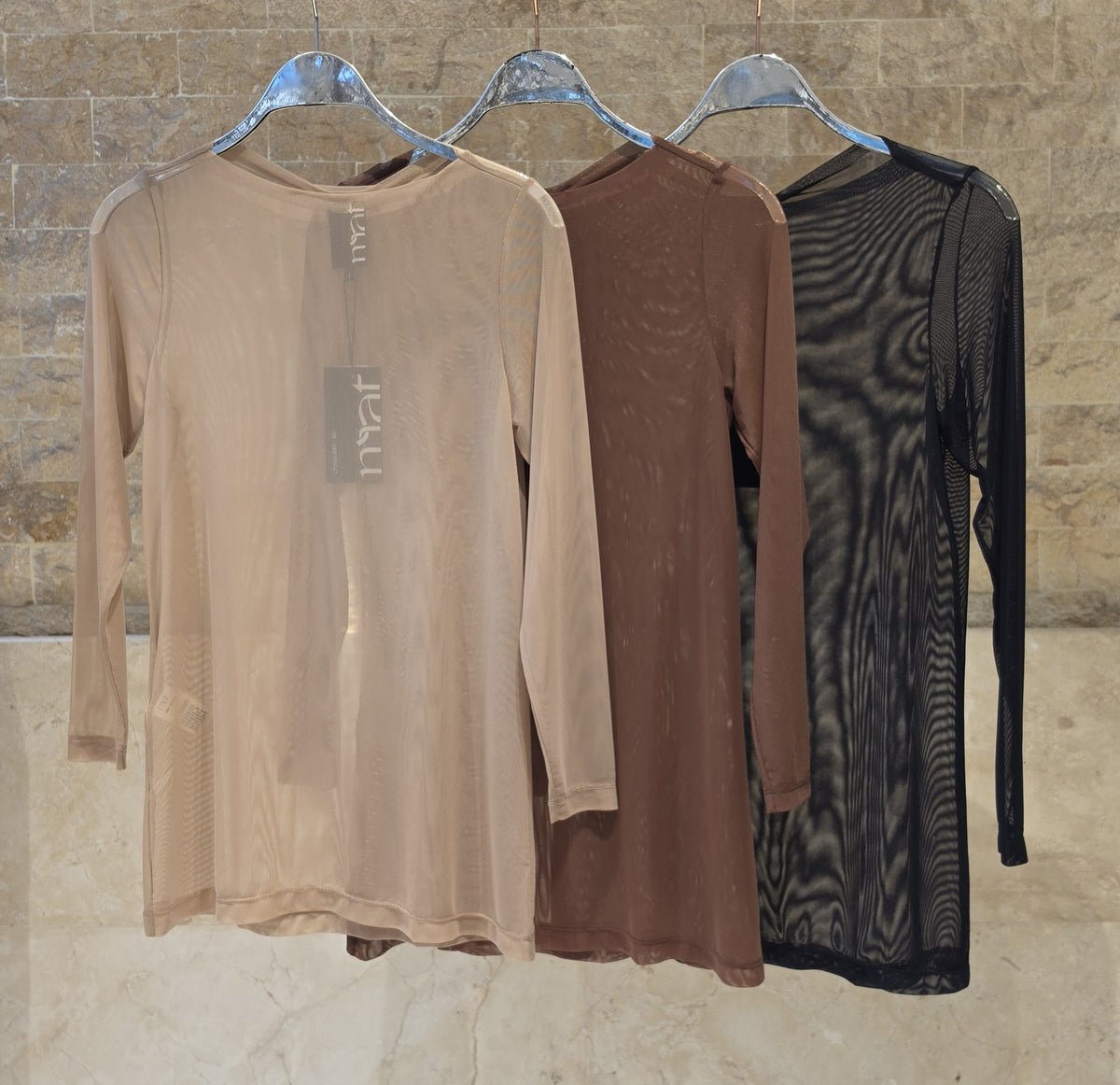 Sheer Mesh Long Sleeve Top 8601.1076