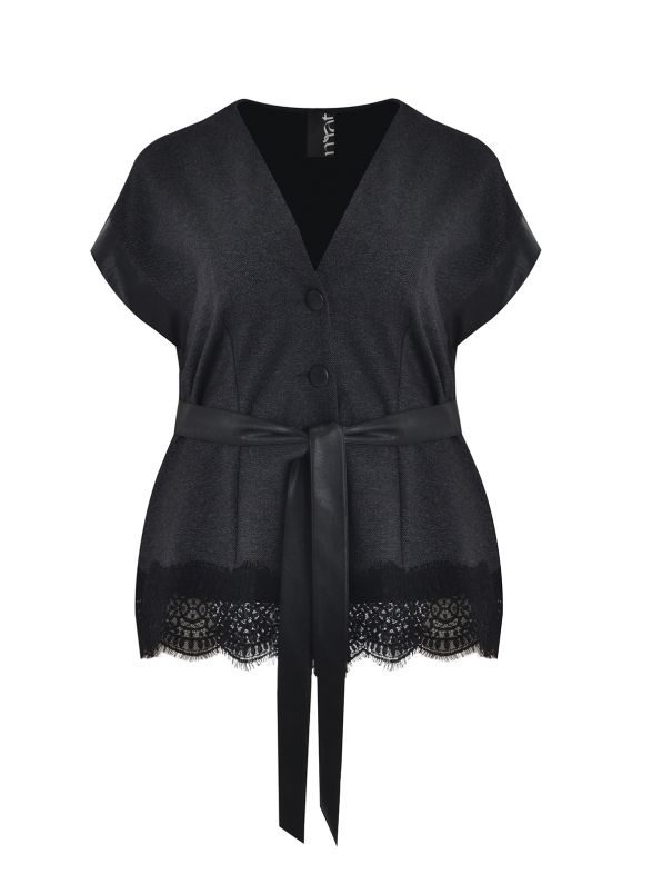 Lace Hem Belted Vest 8601.3040