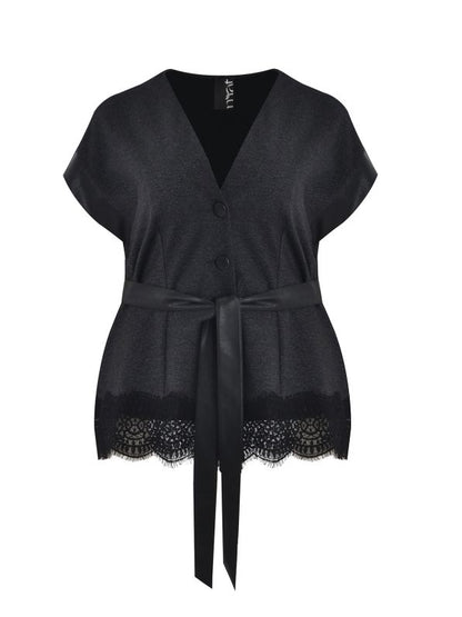 Lace Hem Belted Vest 8601.3040