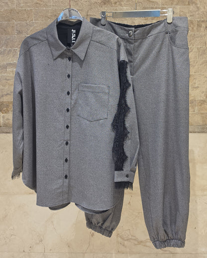 Lace Detail Shirt &amp; Jogger Set 8601.3042/2066