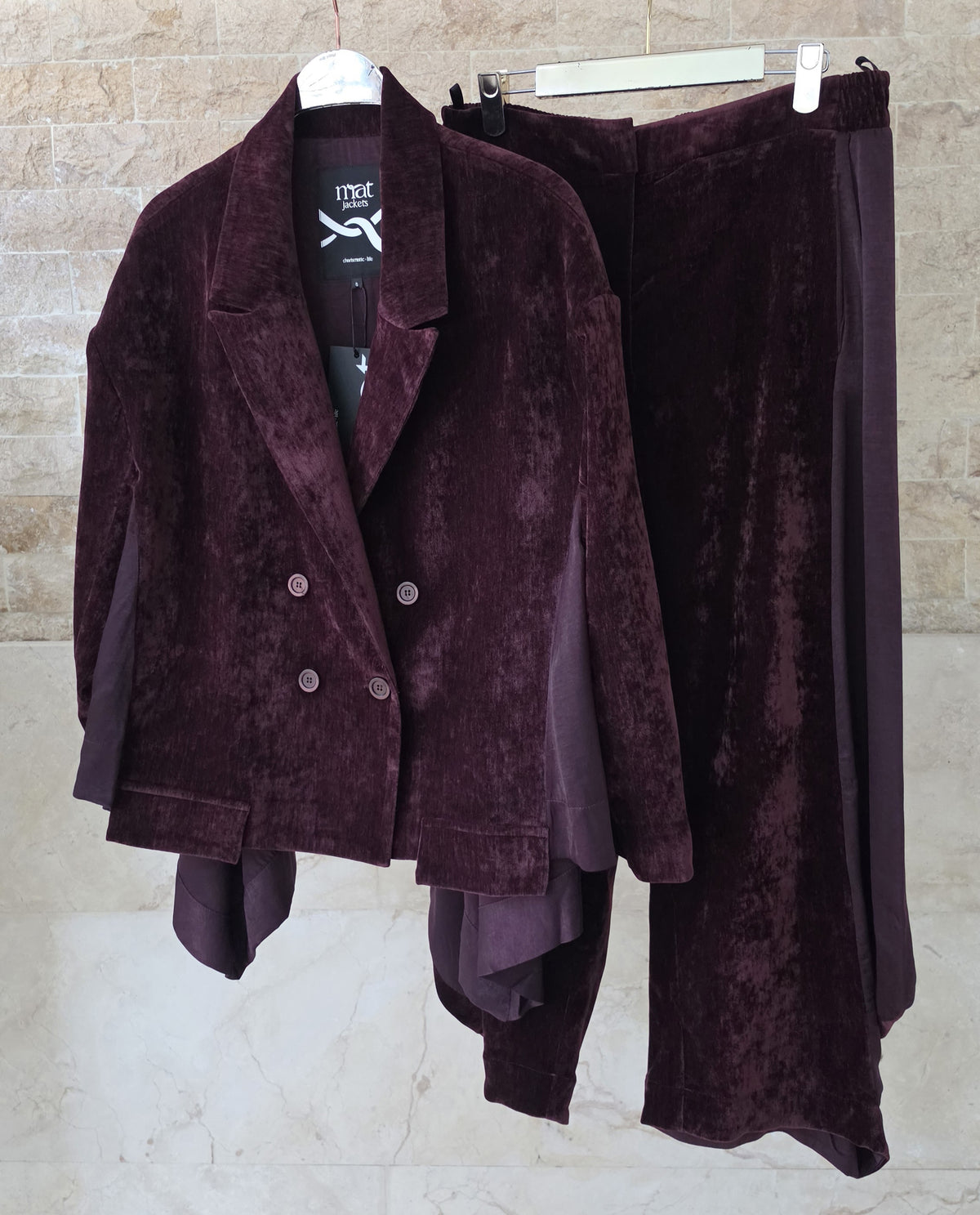 Velvet Blazer &amp; Wide-Leg Pants Set 8601.4012/2025
