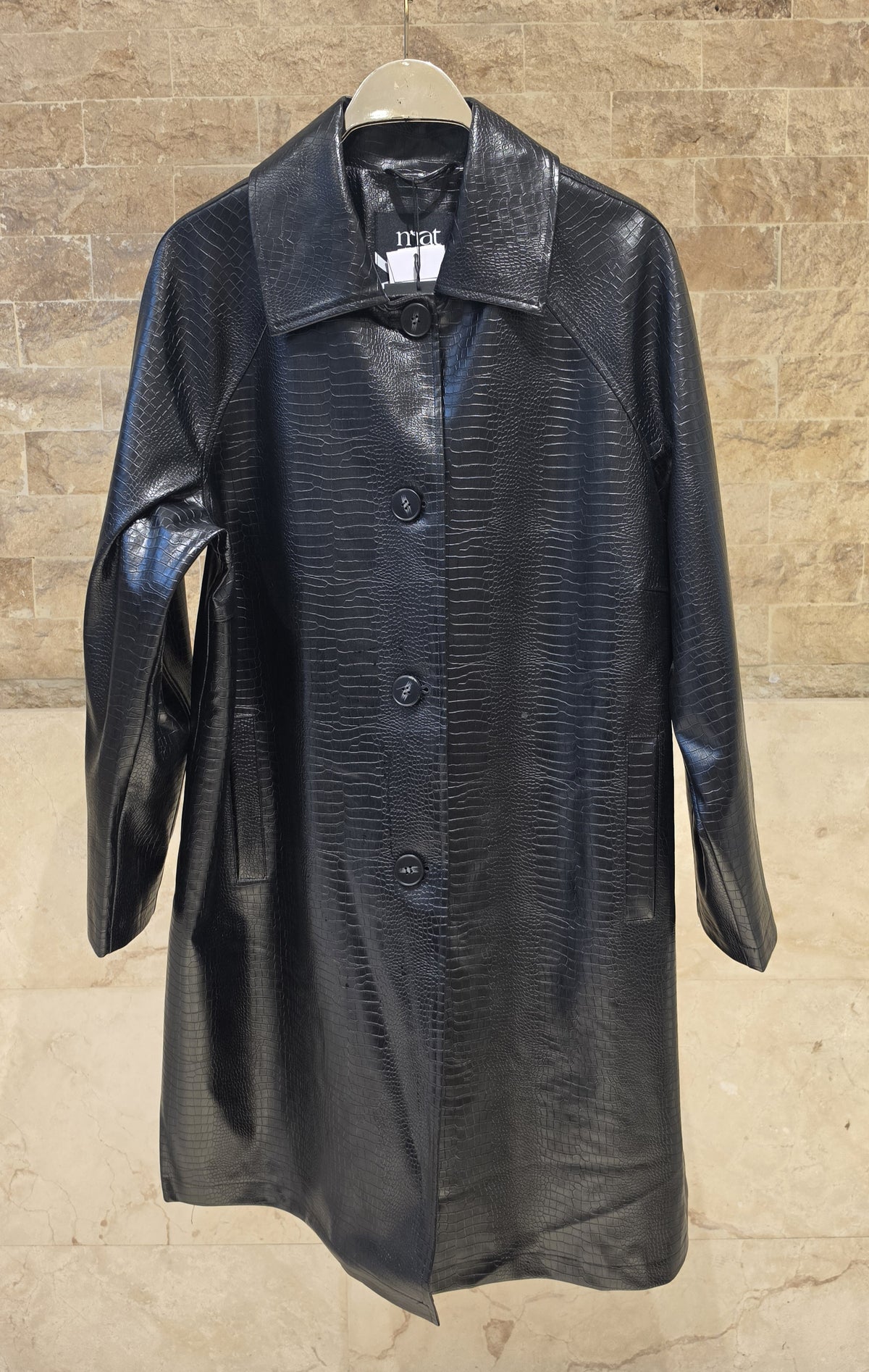 Textured Faux Leather Midi Coat 8603.4028.N