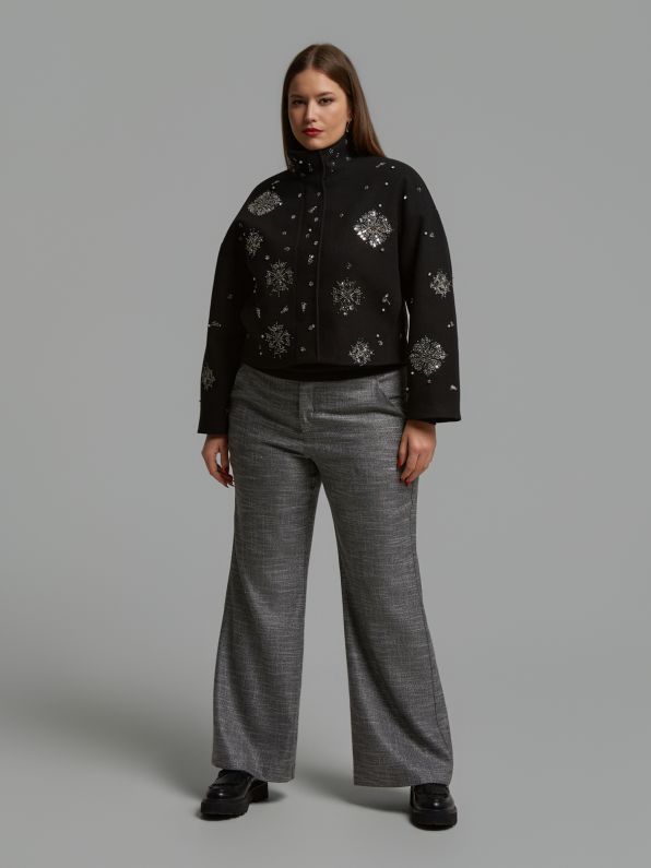 Sequin Detail Zip-Up Jacket 8603.4027.N