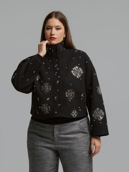 Sequin Detail Zip-Up Jacket 8603.4027.N