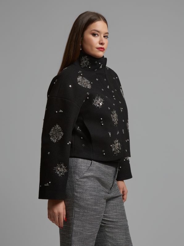 Sequin Detail Zip-Up Jacket 8603.4027.N