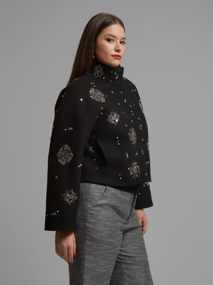 Sequin Detail Zip-Up Jacket 8603.4027.N