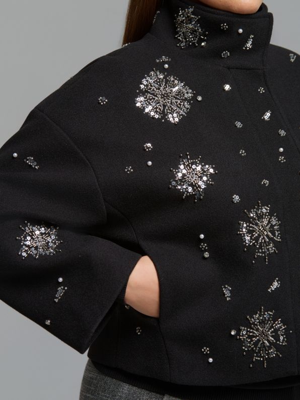 Sequin Detail Zip-Up Jacket 8603.4027.N