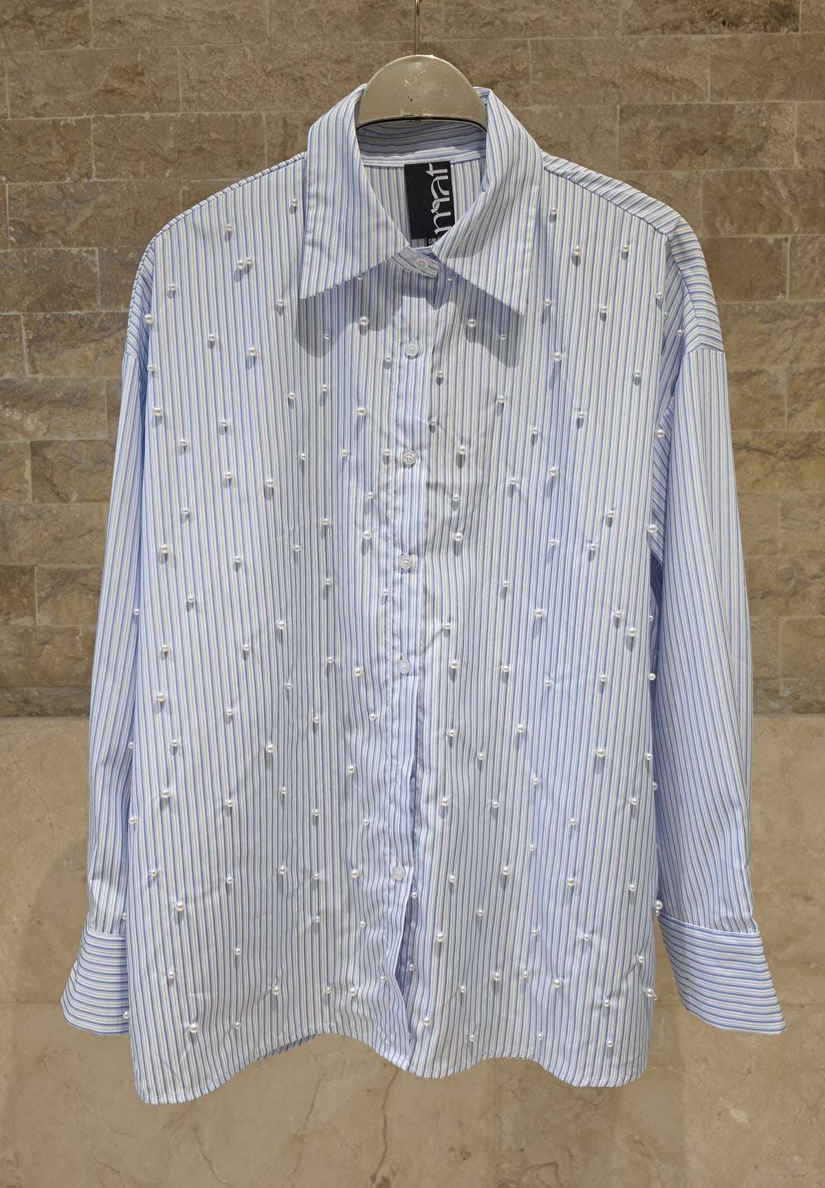 Pearl Detail Striped Shirt 8604.3019