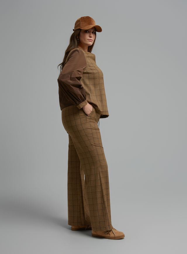 Checked Knit Top &amp; Wide-Leg Trouser 8601.1016/2037