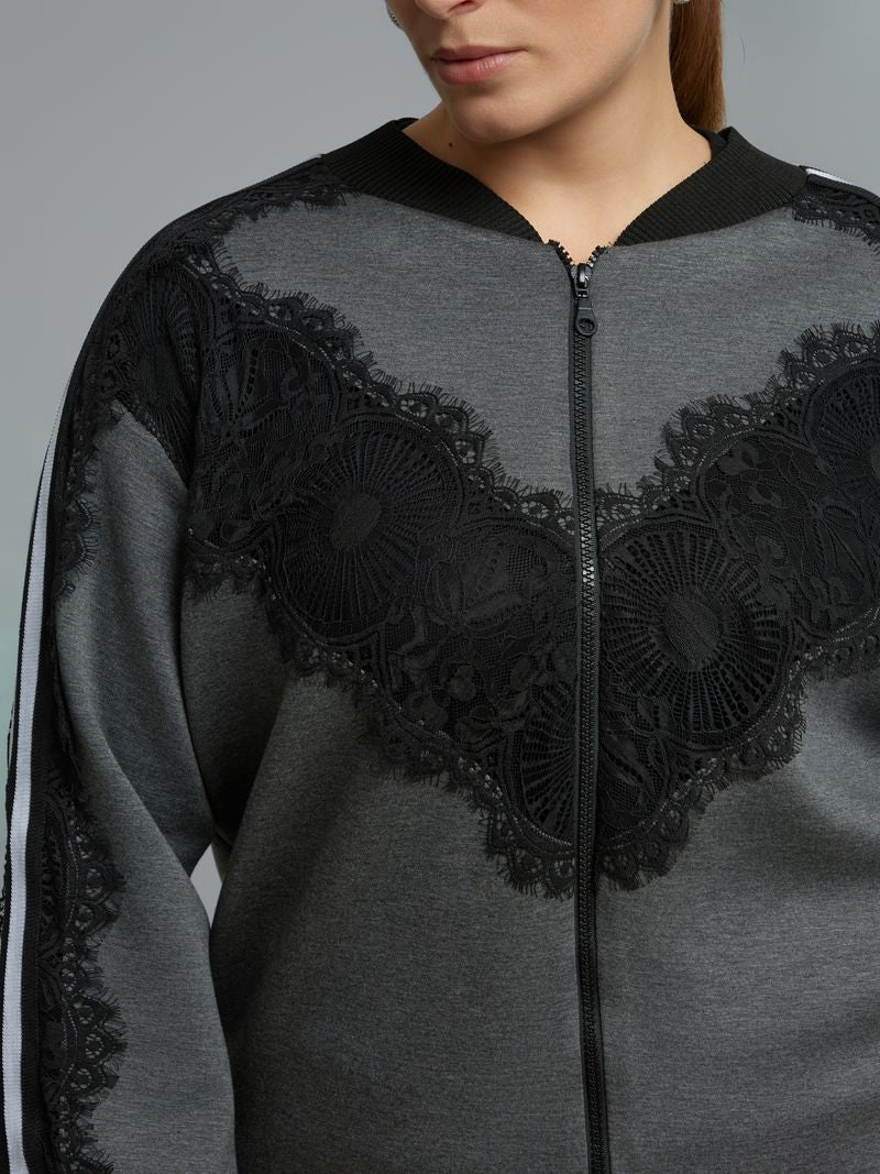 Lace Detail Zip-Up Jacket 8601.4019
