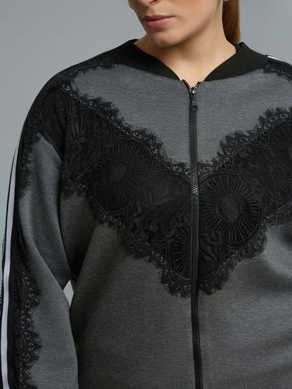 Lace Detail Zip-Up Jacket 8601.4019