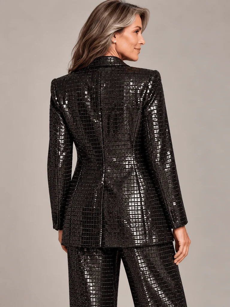 Black Sequin Jacket and Trouser Set 33858/33859
