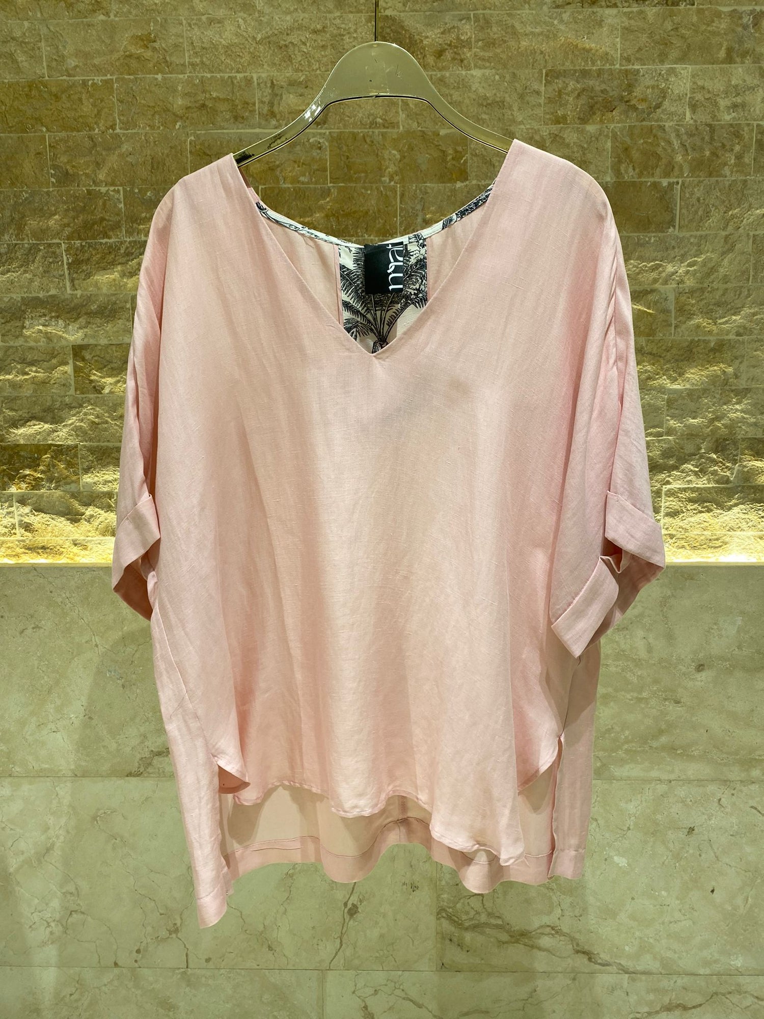 8101.1005 Oversized Linen Top - Brown Loft