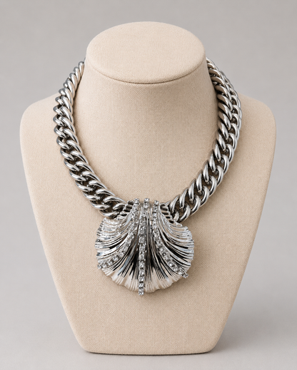 Concha Crystal 24K Plated Chunky Curb Chain Necklace