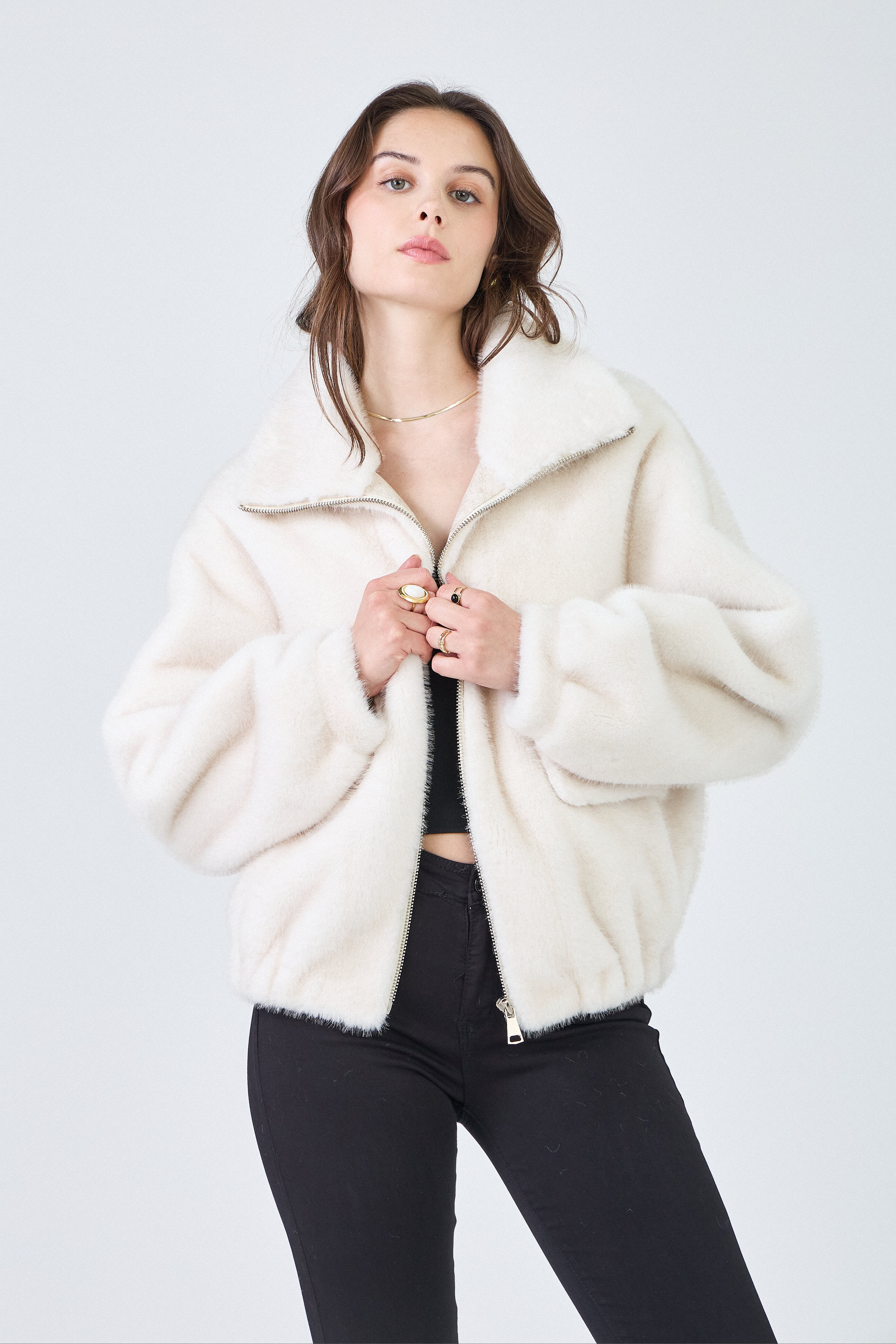 Alba Oversized Faux Fur Jacket - Brown Loft