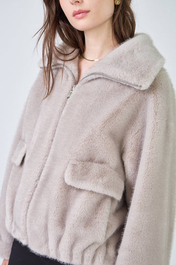 Alba Oversized Faux Fur Jacket - Brown Loft