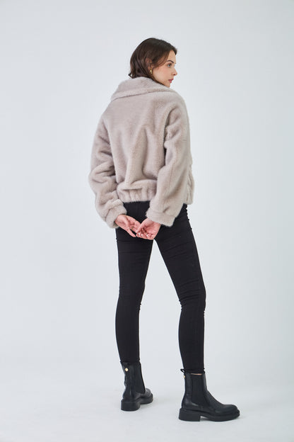 Alba Oversized Faux Fur Jacket - Brown Loft