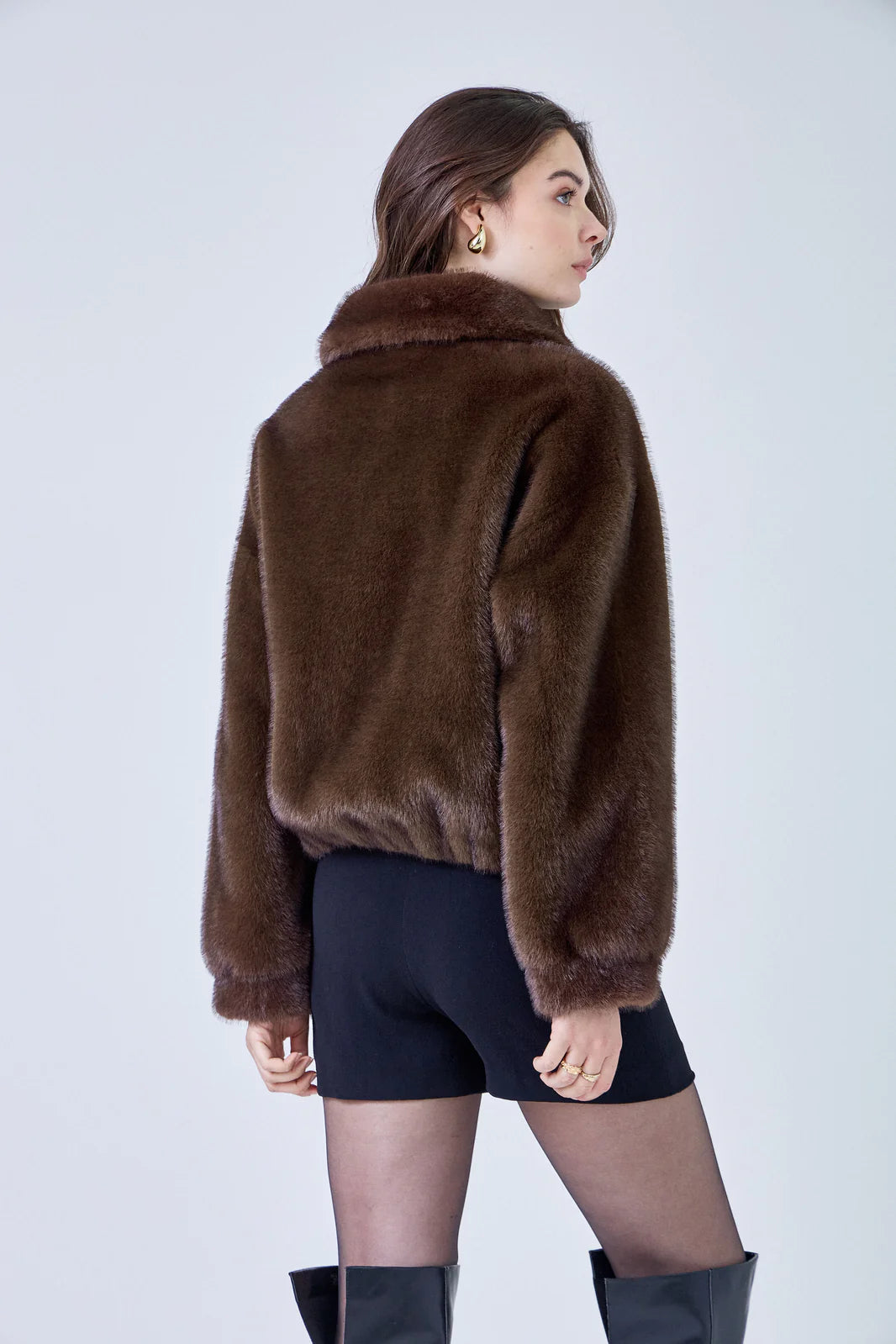 Alba Oversized Faux Fur Jacket - Brown Loft