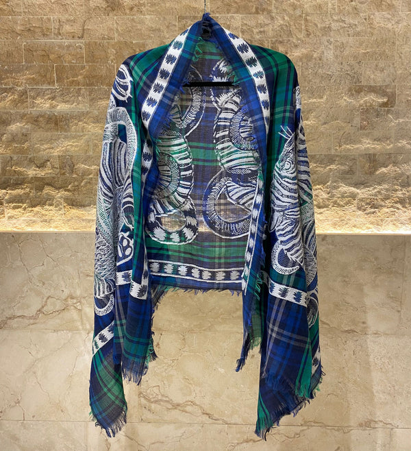 AM-SI7328 Embroidered Checkered Scarf وشاح متقلب مطرزة