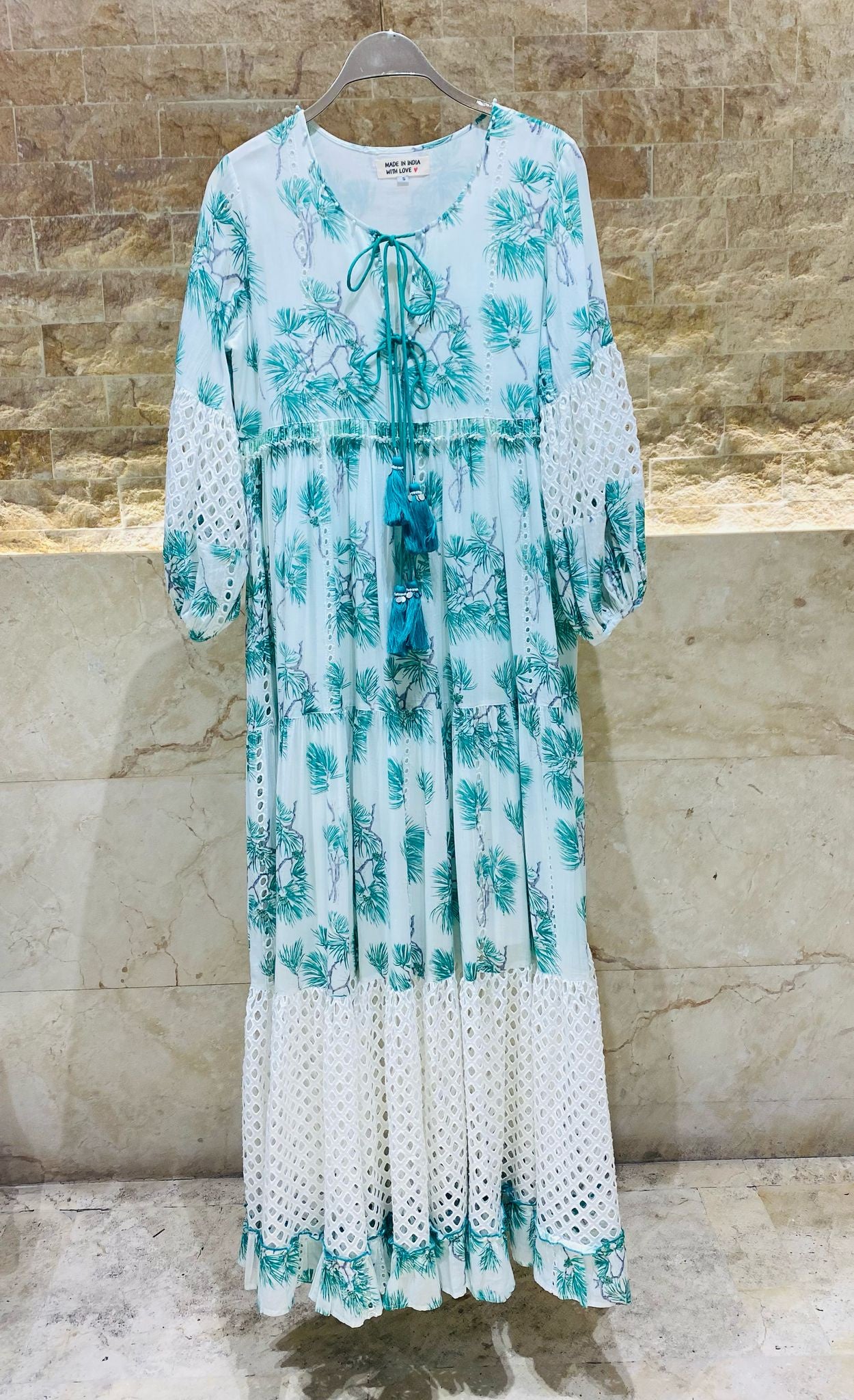 Long Tiered Kaftan Dress - AWS2-693 - Brown Loft