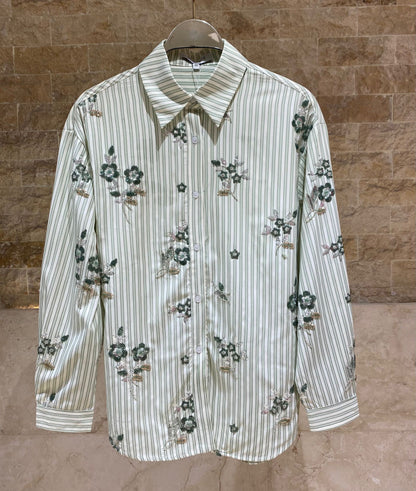 Anais Floral Embroidered Striped Shirt