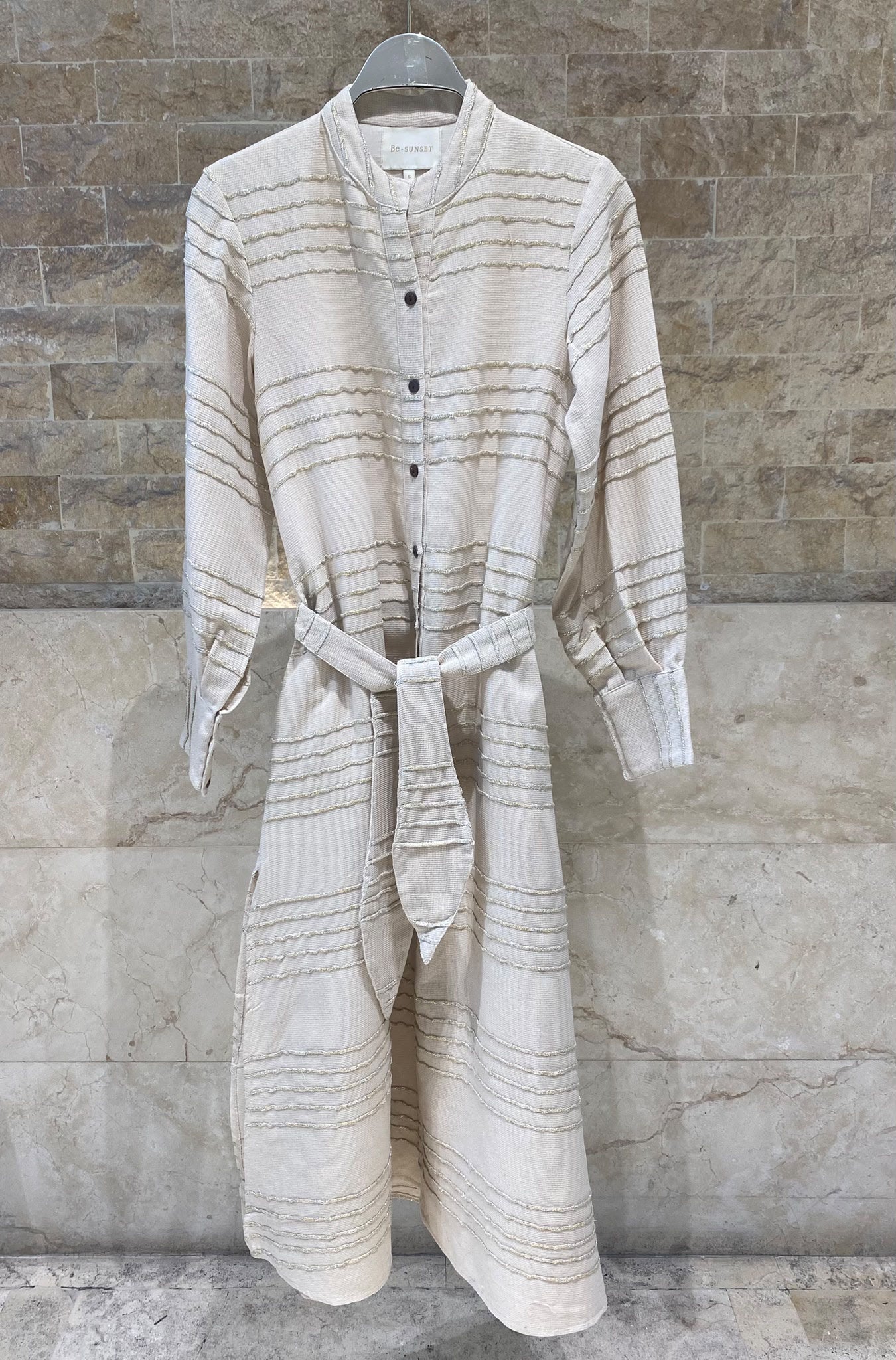 Aquanera Gold Striped Long Dress فستان طويل مخطط بالذهب