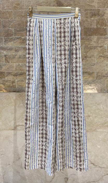 Nickita/Aude Eyelet Embroidery Top and Pants بلوزة وبنطال مطرزان بفتحات معدنية - Brown Loft