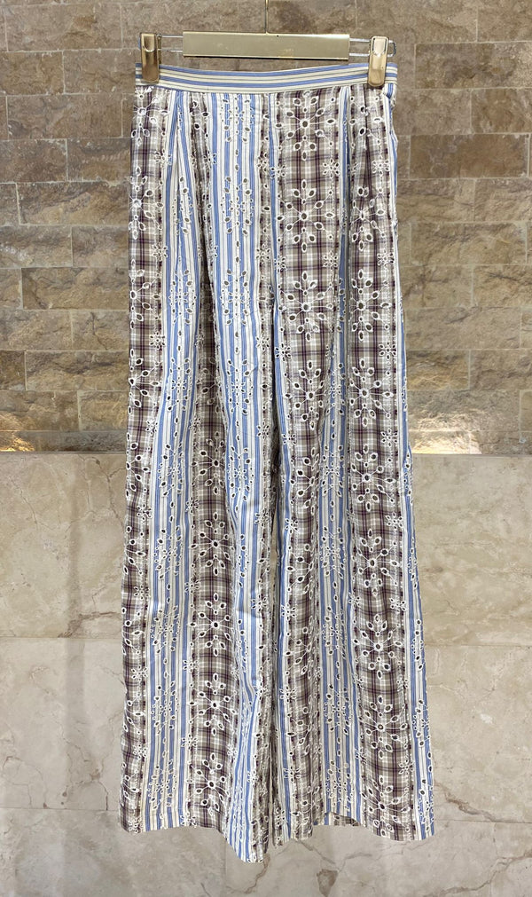 Nickita/Aude Eyelet Embroidery Top and Pants بلوزة وبنطال مطرزان بفتحات معدنية
