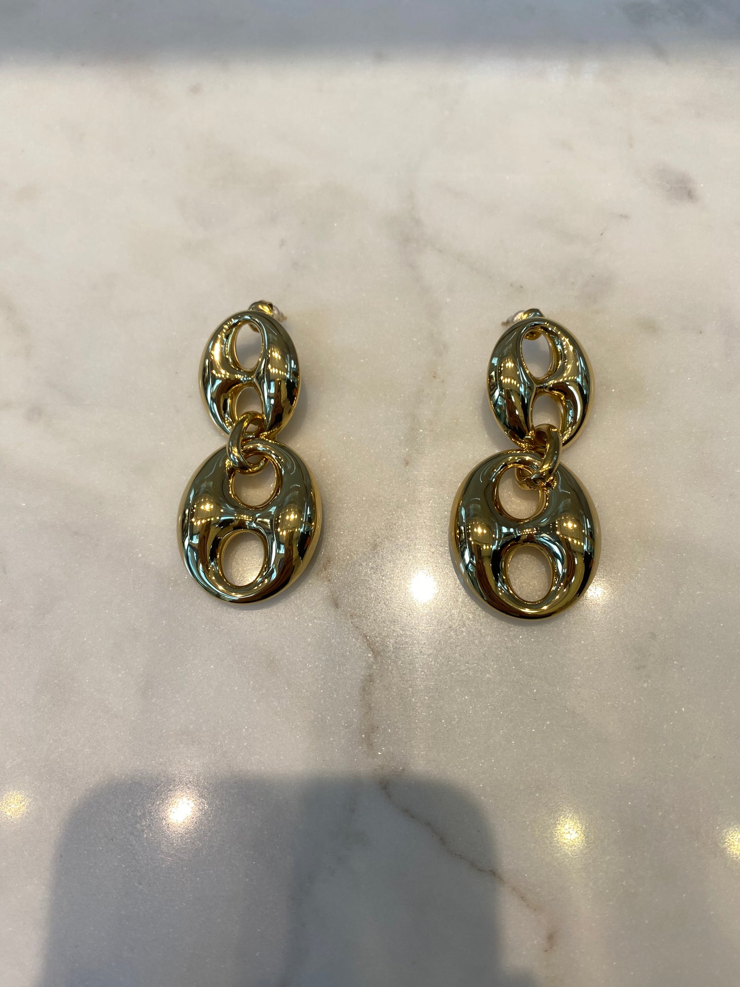 B02023492 Puffed Mariner Link Drop Earrings - Brown Loft