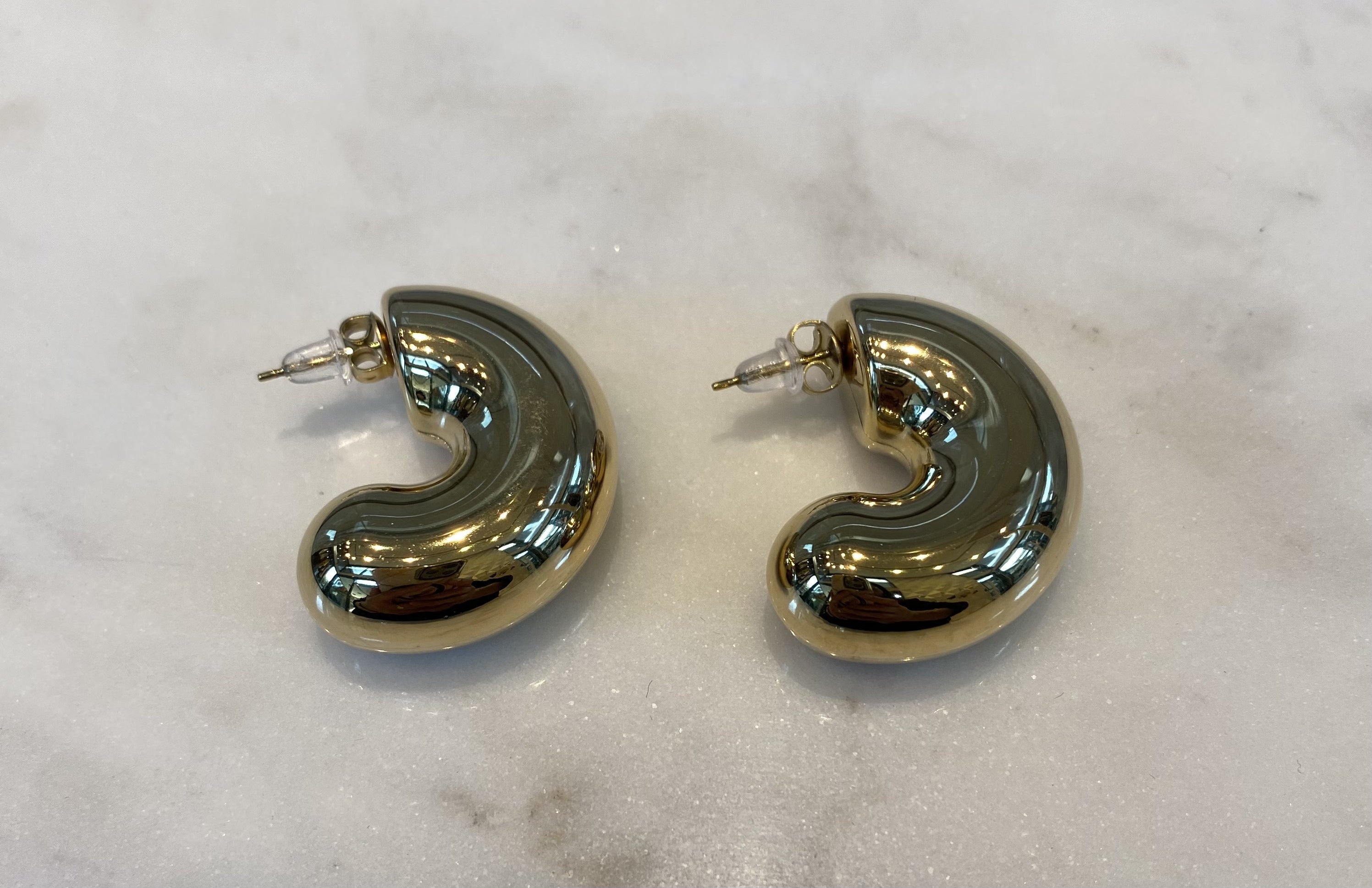 B021270393 Half Chunky Hoops Earrings - Brown Loft