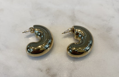 B021270393 Half Chunky Hoops Earrings - Brown Loft