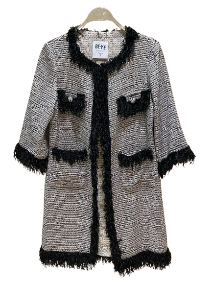 Knitted Feather Long Coat - 4SB/TD5/G751 - Brown Loft