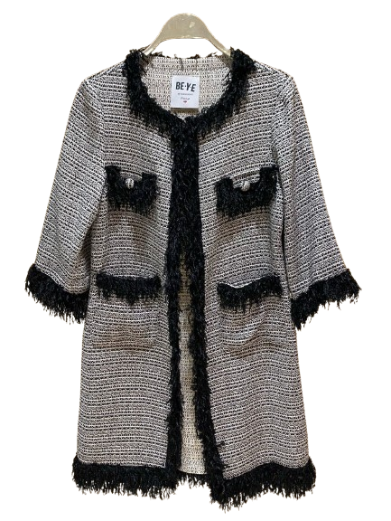 4SB/TD5/G751 Knitted Feather Long Coat محبوك ريشة معطف طويل