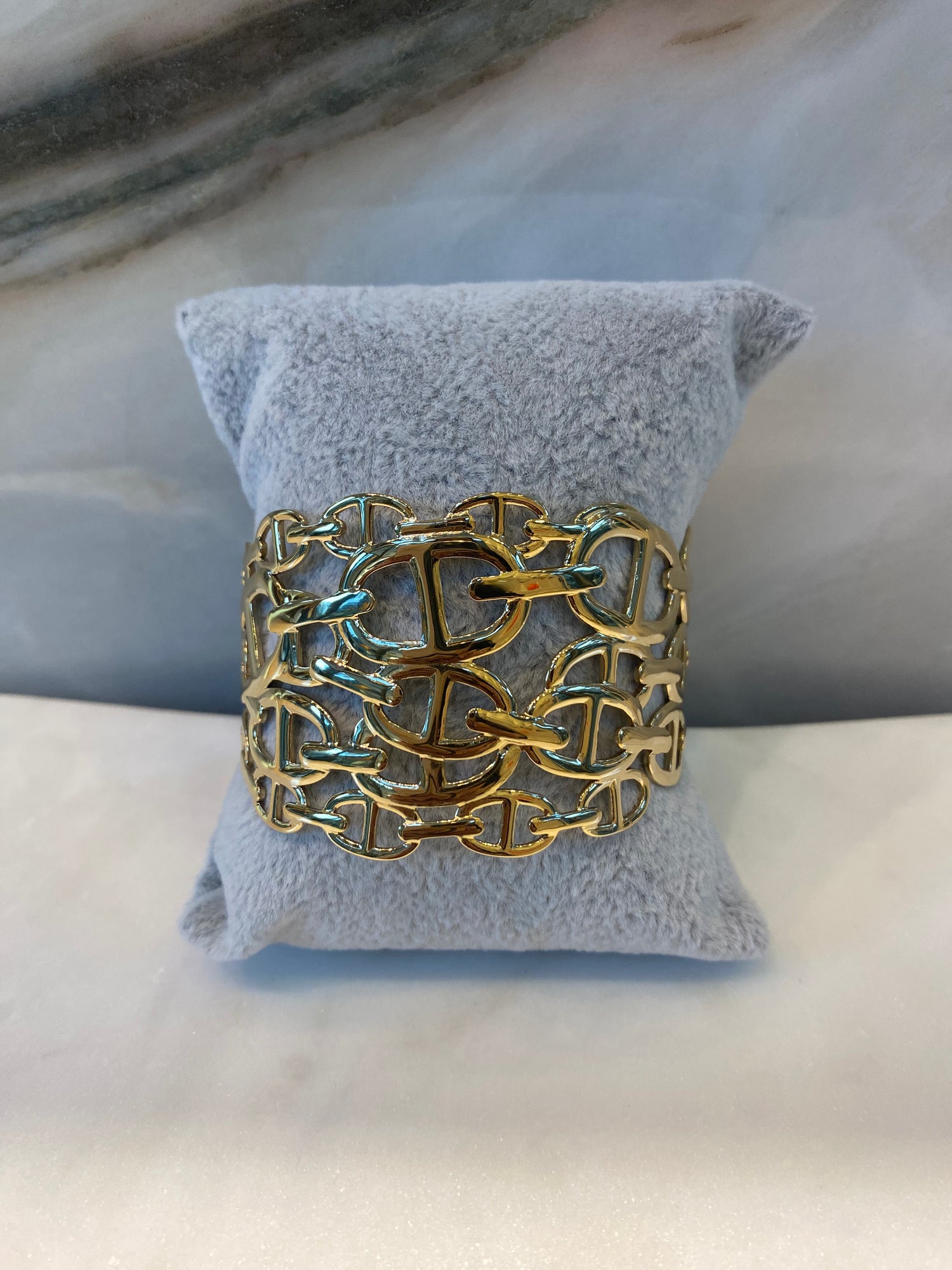 BRA212059 Nautical Mesh Chain Cuff Bracelet - Brown Loft