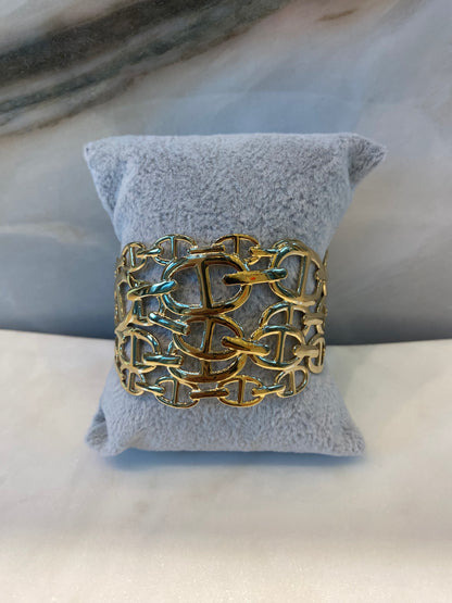 BRA212059 Nautical Mesh Chain Cuff Bracelet - Brown Loft