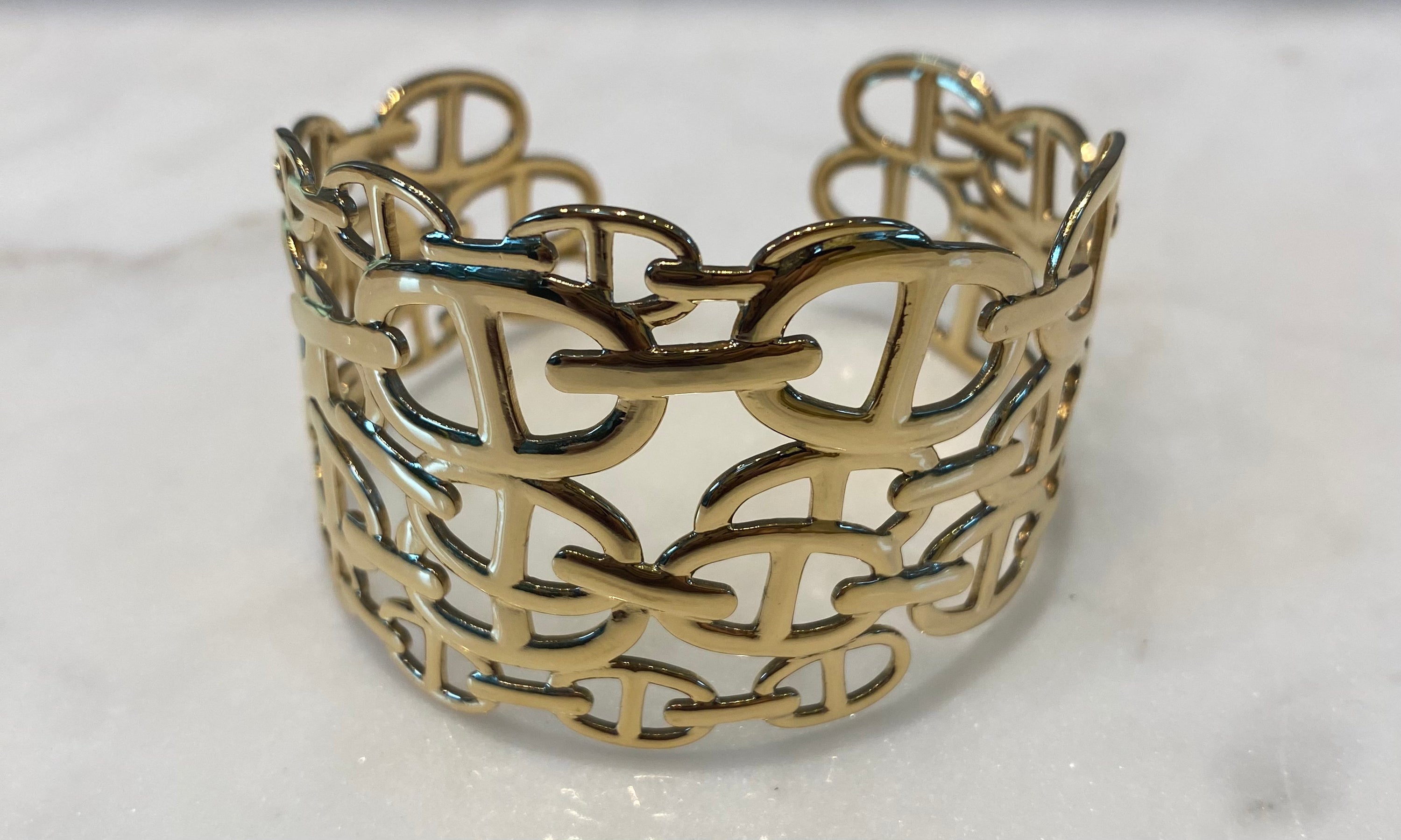BRA212059 Nautical Mesh Chain Cuff Bracelet - Brown Loft