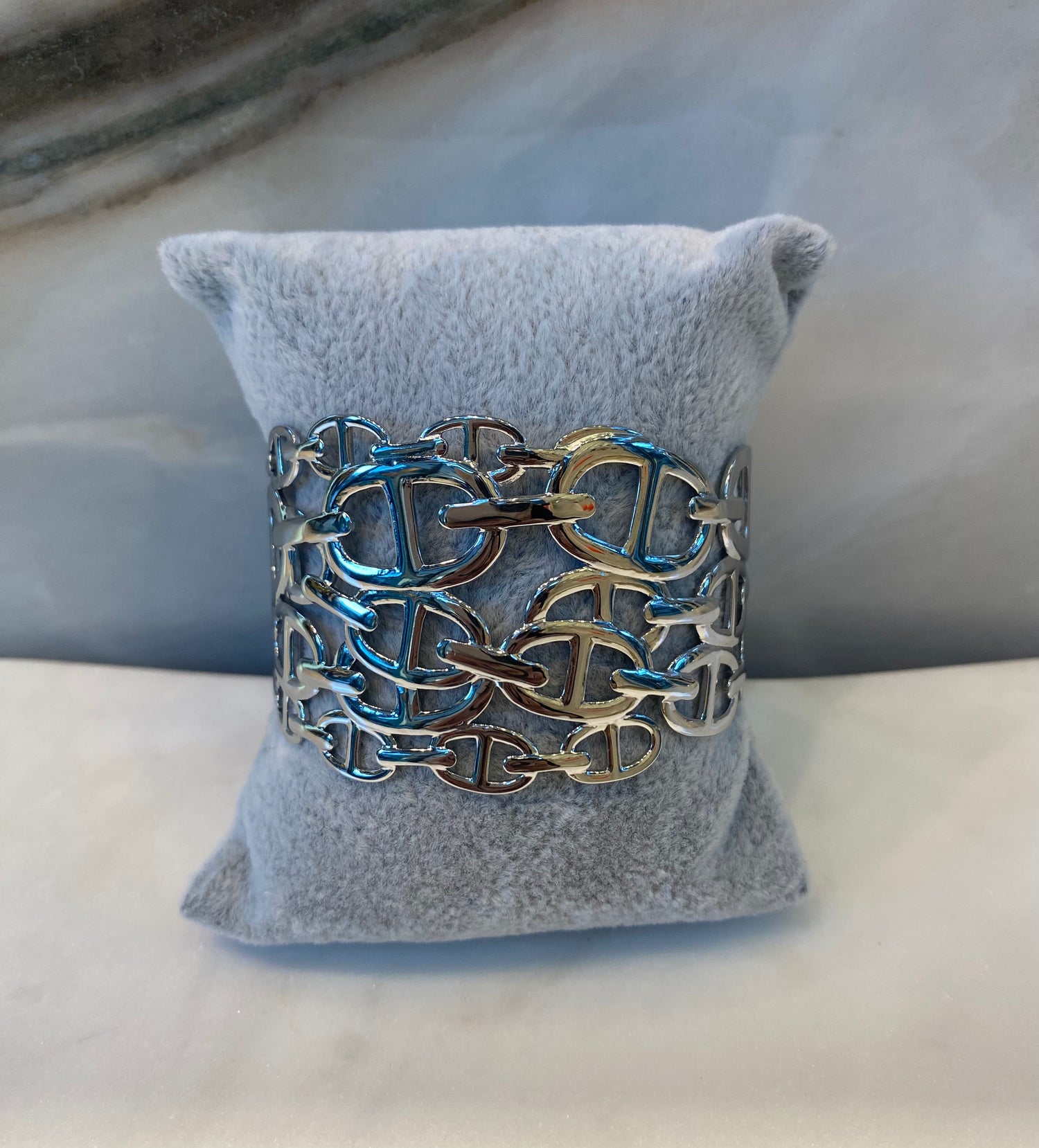 BRA212059 Nautical Mesh Chain Cuff Bracelet - Brown Loft