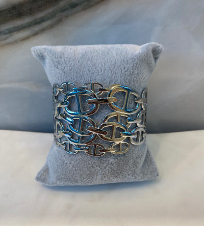 BRA212059 Nautical Mesh Chain Cuff Bracelet - Brown Loft